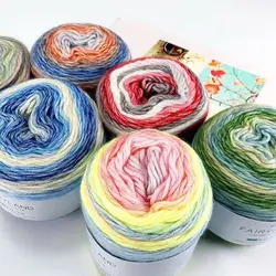 100g Hat Scarf Sweater Dyeing Hand Woven Rainbow Woollen Yarn Crocheting Cake Yarn Fancy Blend Yarn