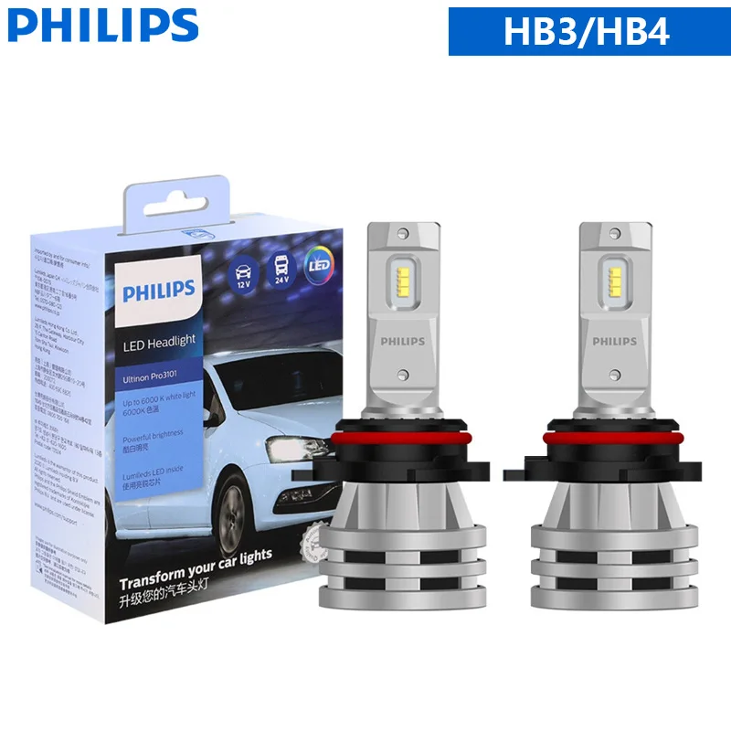 Philips LED H1 H3 H4 H7 H11 Ultinon Pro3101 12V / 24V 6000K Helderwit HB3 9005 HB4 9006 HIR2 9012 Automatische koplamp LED-lampen, 2x