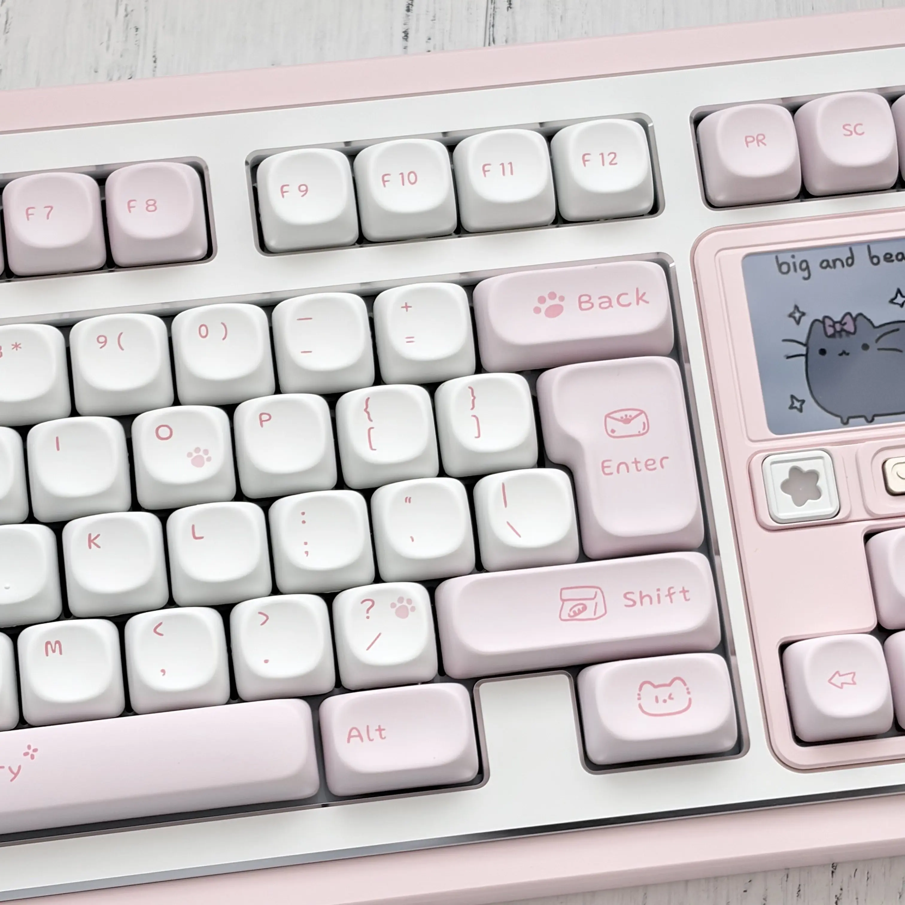 MAIMOOO Pink Cat Diary Keycap MOA Cherry Profile PBT Sublimation Kawaii Kitten Korean/Japanese Keycaps for Mechanical Keyboard
