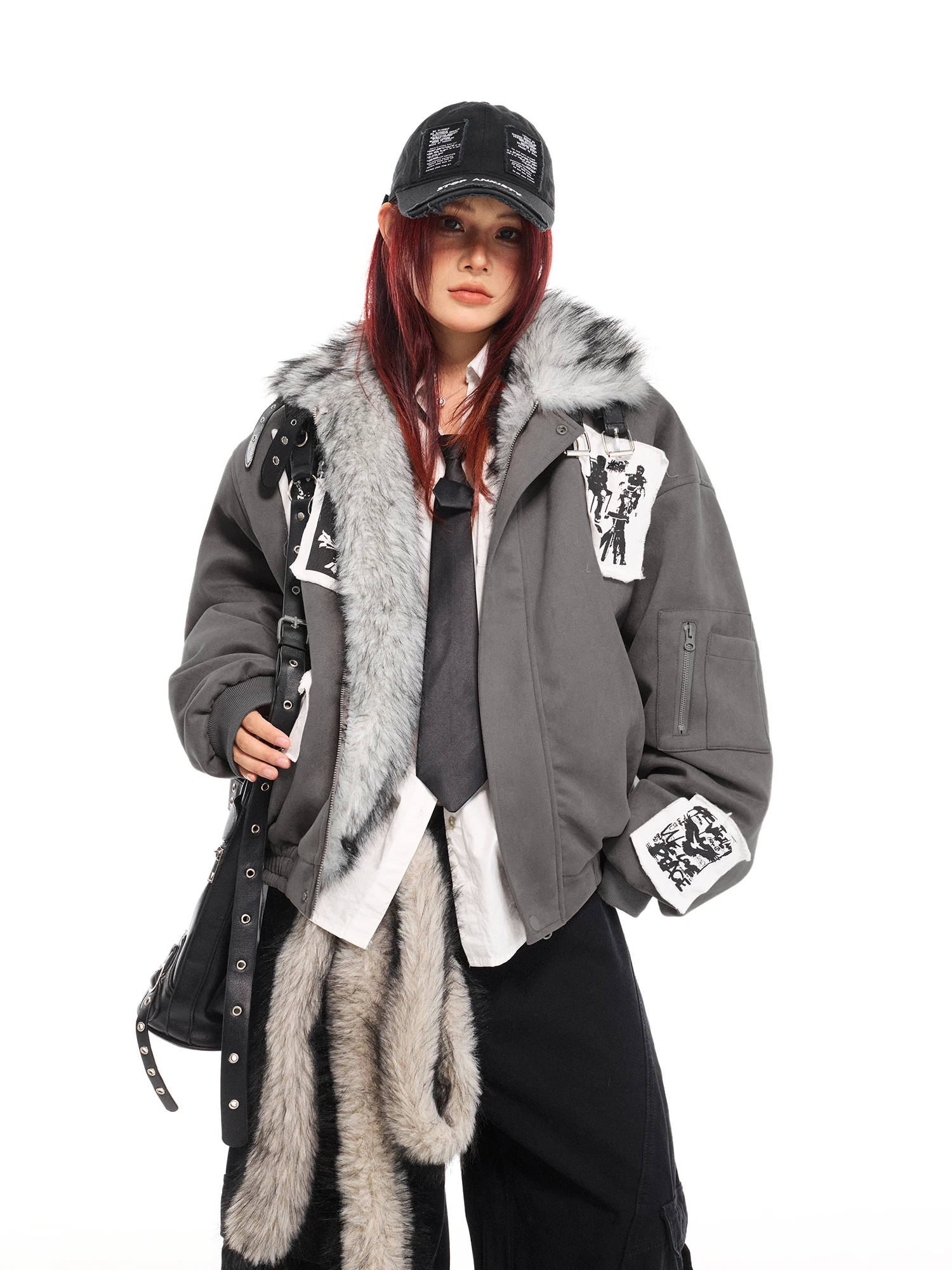 

Damon Island, зимнее американское лоскутное хлопковое пальто с вышивкой Mountain Eagle, женское свободное теплое пушистое хлопковое пальто