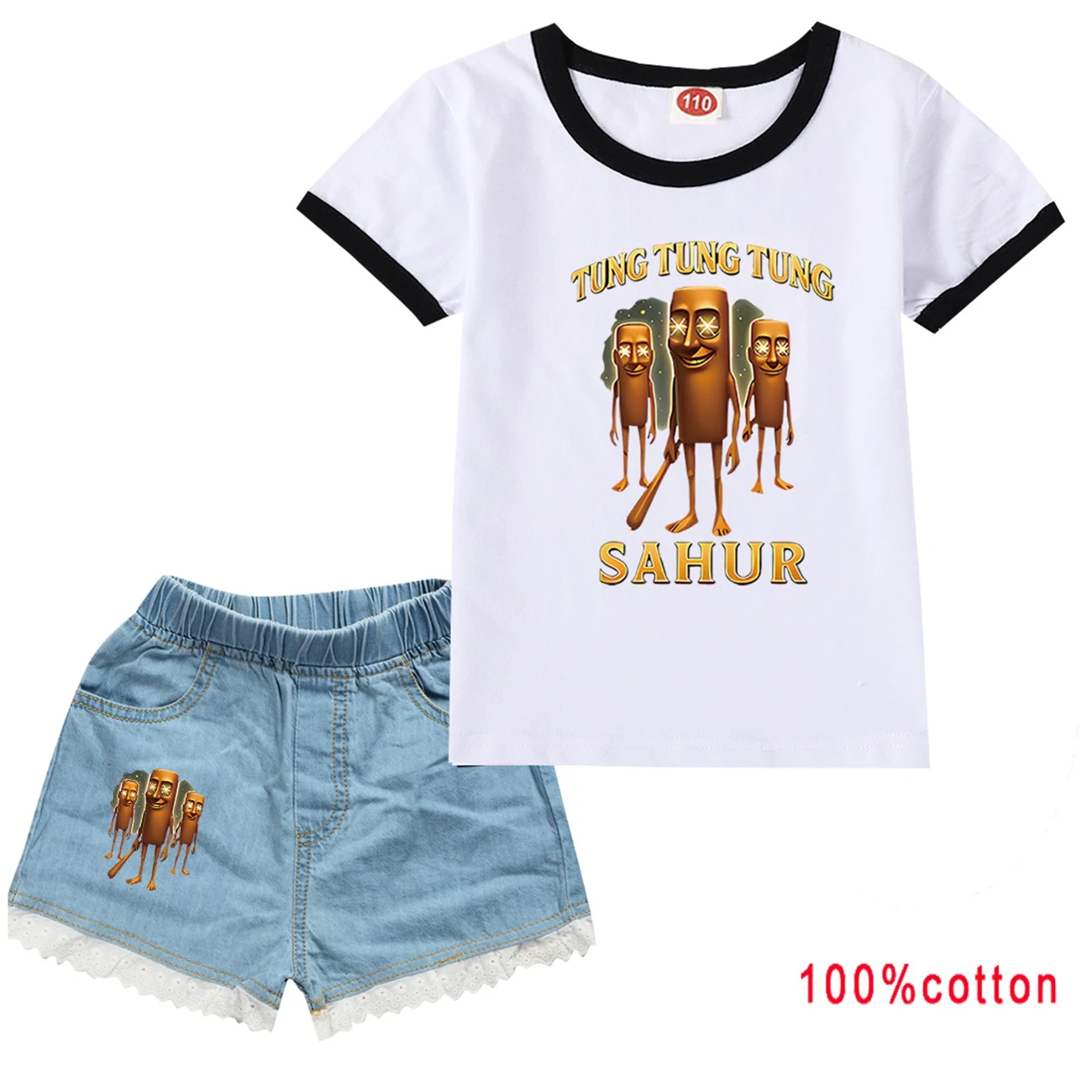 

Tung Tung Tung Sahur Cute Cartoon Girls Clothes Summer Set Kids Boys Sports Suit T-Shirt Pants Kids Outfits Pajamas Best Gift