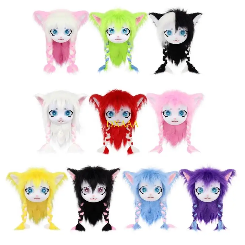 

DXAA реалистичные кошки косплей маска с дышащим дизайном для костюмированных вечеринок и сценических представлений на Хэллоуин