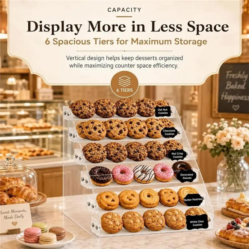 SHGO-6-Tier Acrylic Cookie Display Stand, Clear Tiered Tiered Dessert Stand,For Bakers Vendors Parties Cookie Display Stand