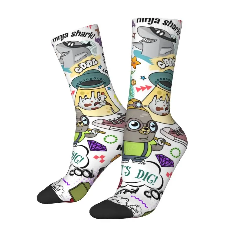 Custom Creative Characters Graffiti Art Men's Crew Socks Unisex Cool Cartoon Comic Spring Summer Autumn Winter Dress Socks