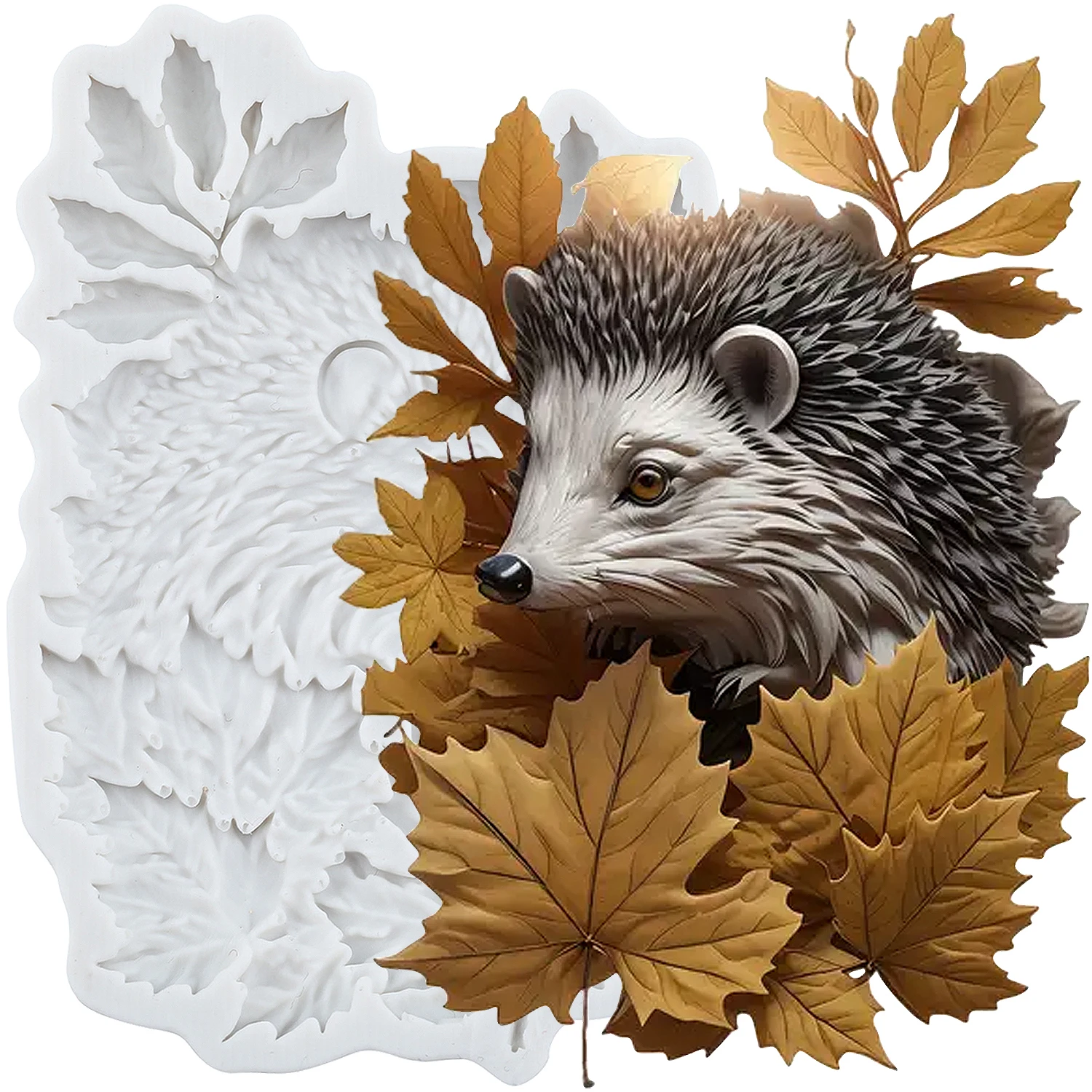 Hedgehog Silicone Molds Maple Leaf Fondant Cake Decorating Tools Cupcake Topper Chocolate Candy Resin Mold