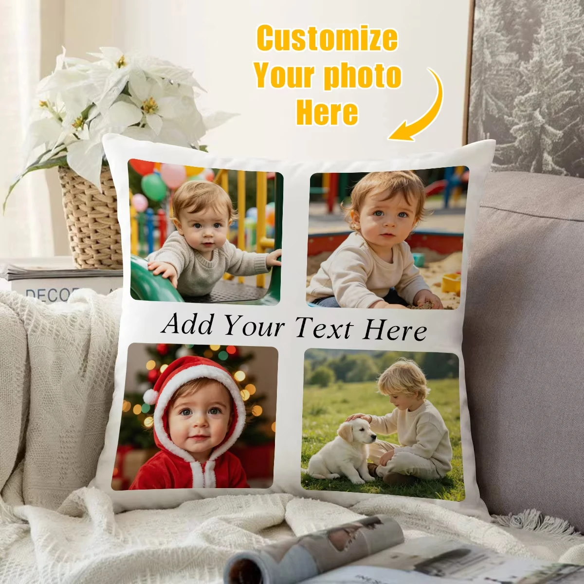 1Pc Personalized Pillow Cover Custom Photo Pillowcase For Family Pets  Idols Throw Pillow Cover For Sofa Bed Backrest Home Decor