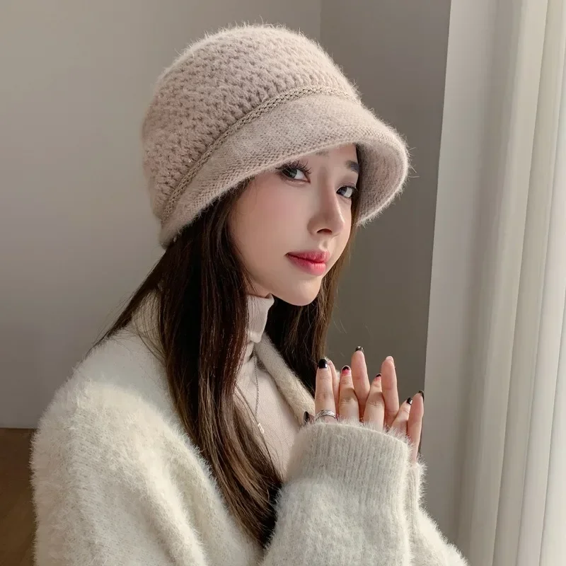 Korean Winter Pile Has for Women Thermal Pullover Hat Caps Fashion Outdoor Wide Brim Ear Protection Warm Skullcap Beanies Female