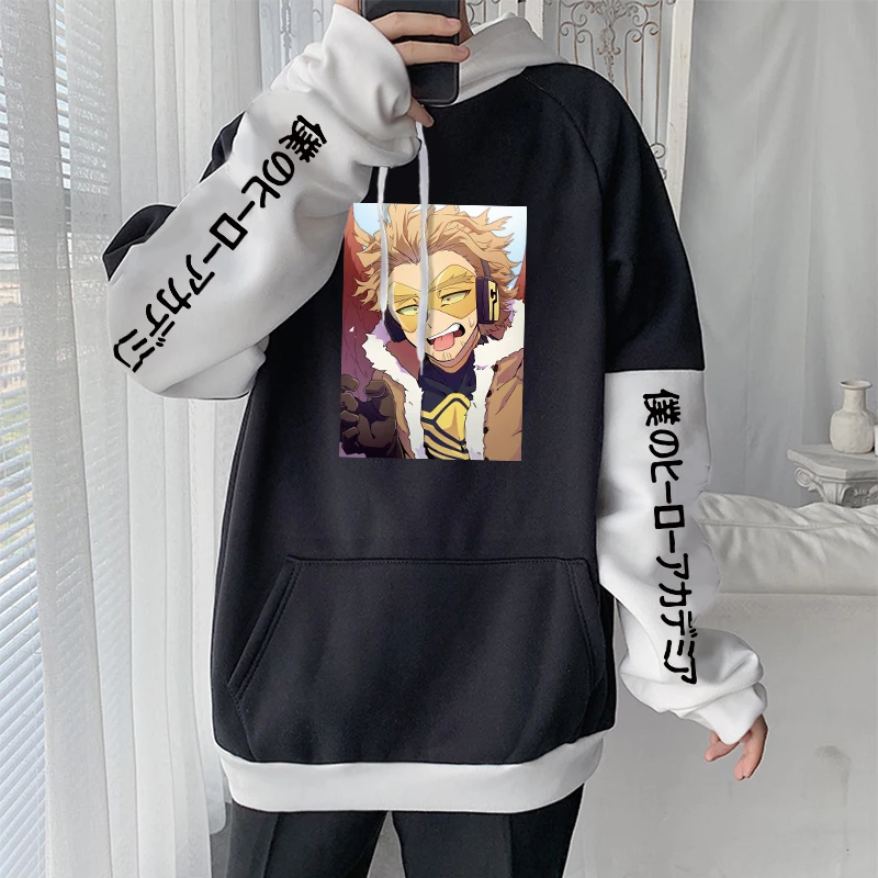 Anime My Hero Academia Hawks Funny Cartoon Eagle Boy Printed Hoodies Long Sleeve Harajuku Casual Men Oversize Winter Sweatshirts