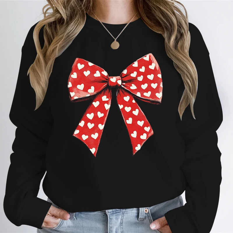 Women's Sweat-shirt Retro Bow Love Valentine's Day Sweatshirts Anniversary Gift Retro Love Valentines Day Fashion Casual Hoodies