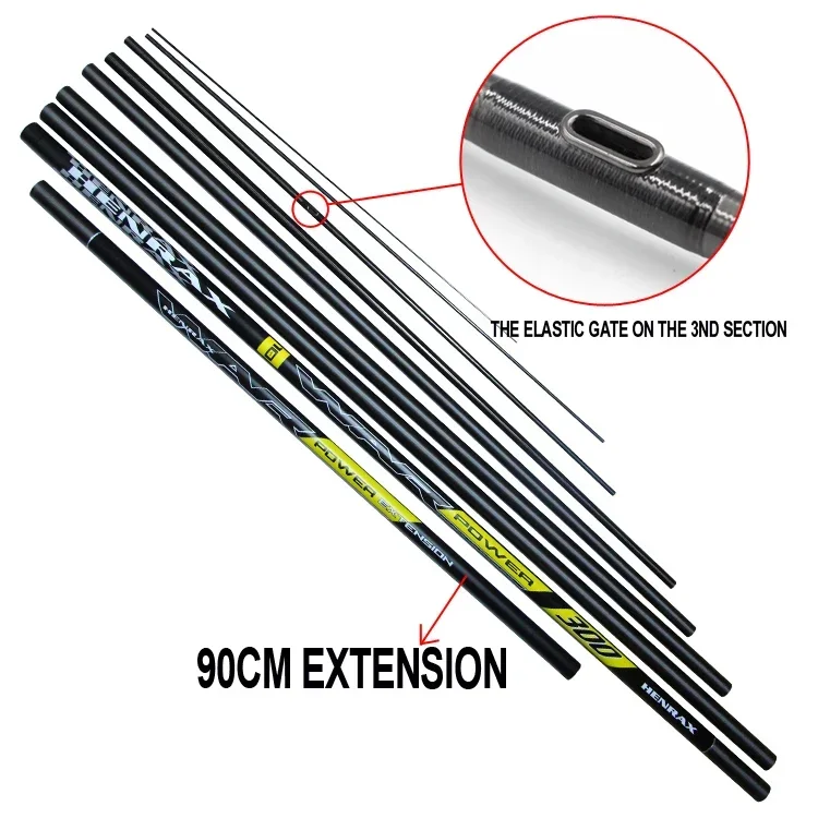 Wholesale professional 40T C/C carbon M match fishing rod light strong stiff put over pole with gate