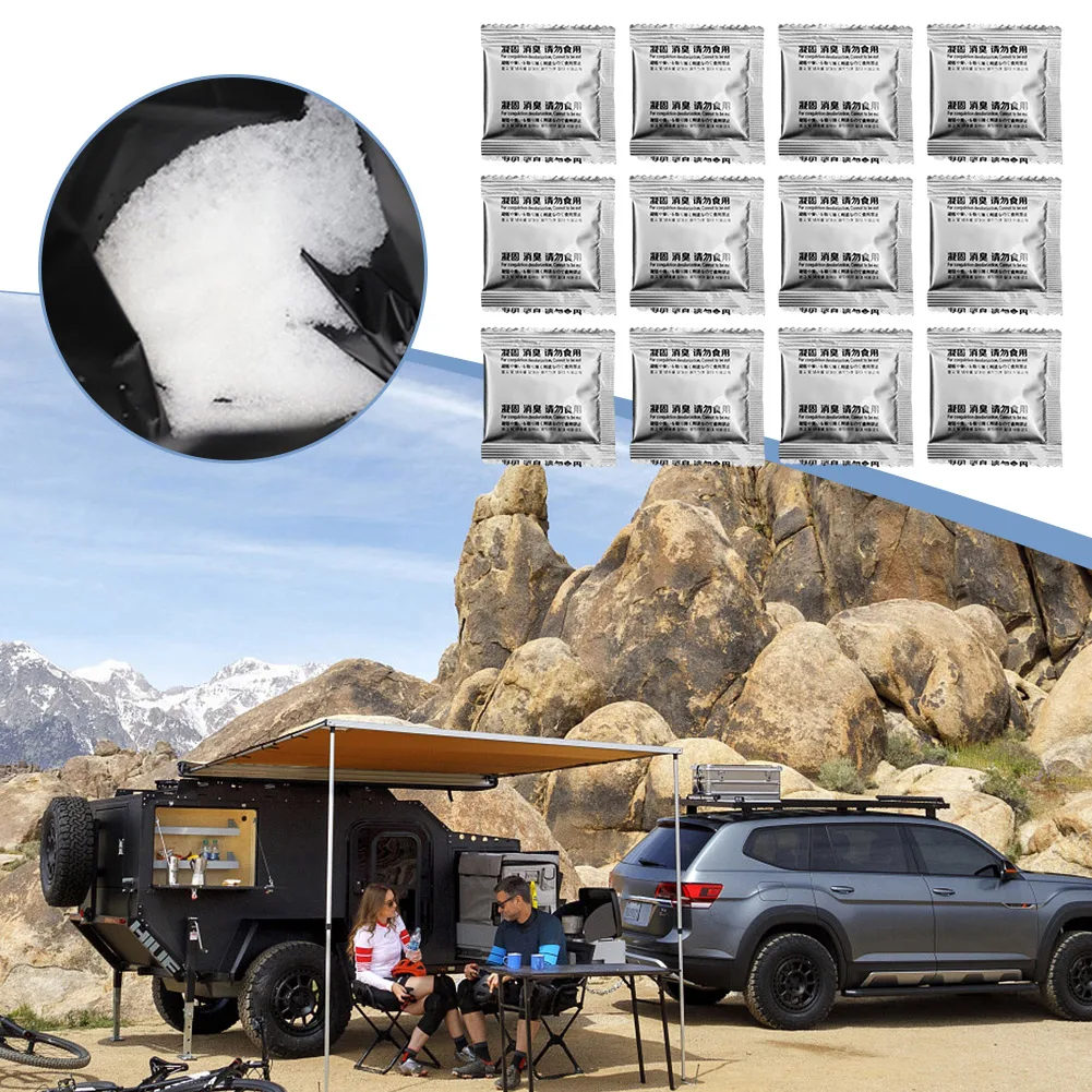 60-12PCS Camping Toilet Chemicals Liquid Waste Gelling Deodorizing Powder Eco Absorbent Gel for Camping Toilet for Portable Toil