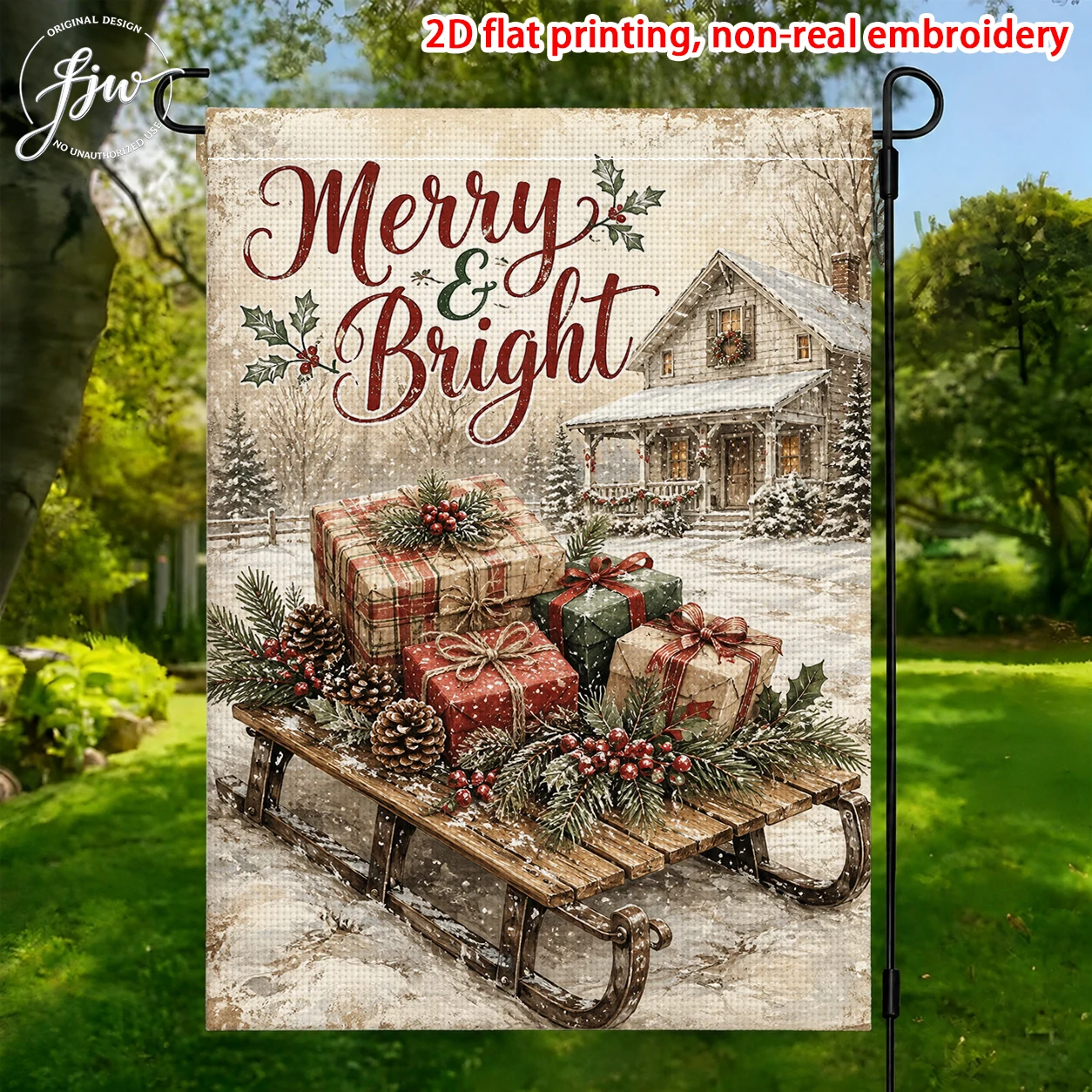 1pc Vintage Christmas Garden Flags  Winter Holiday Outdoor Yard Decorative Flags for Seasonal Home Lawn Porch
