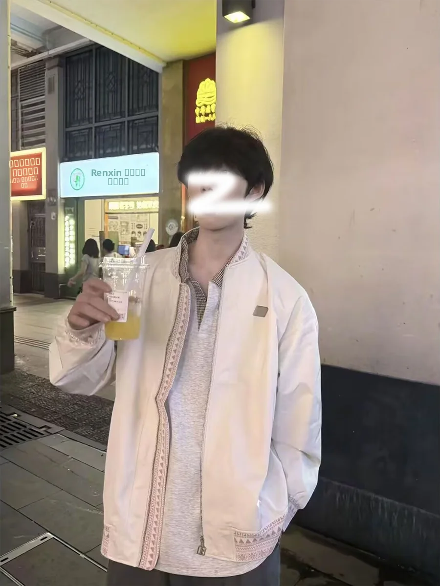 

Мужская куртка-пилот на весну-осень-зиму, бежевая, с воротником-бомбером, повседневная, универсальная, в стиле ретро, уличная, ветрозащитная, на молнии