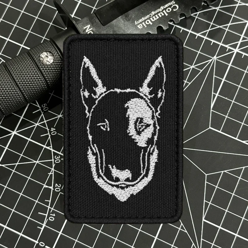 

"Bull Terrier" Embroidery Patches Cute Dog Hook&Loop Patch on Clothes Military Morale Badge Armband Tactical Backpack Stickers