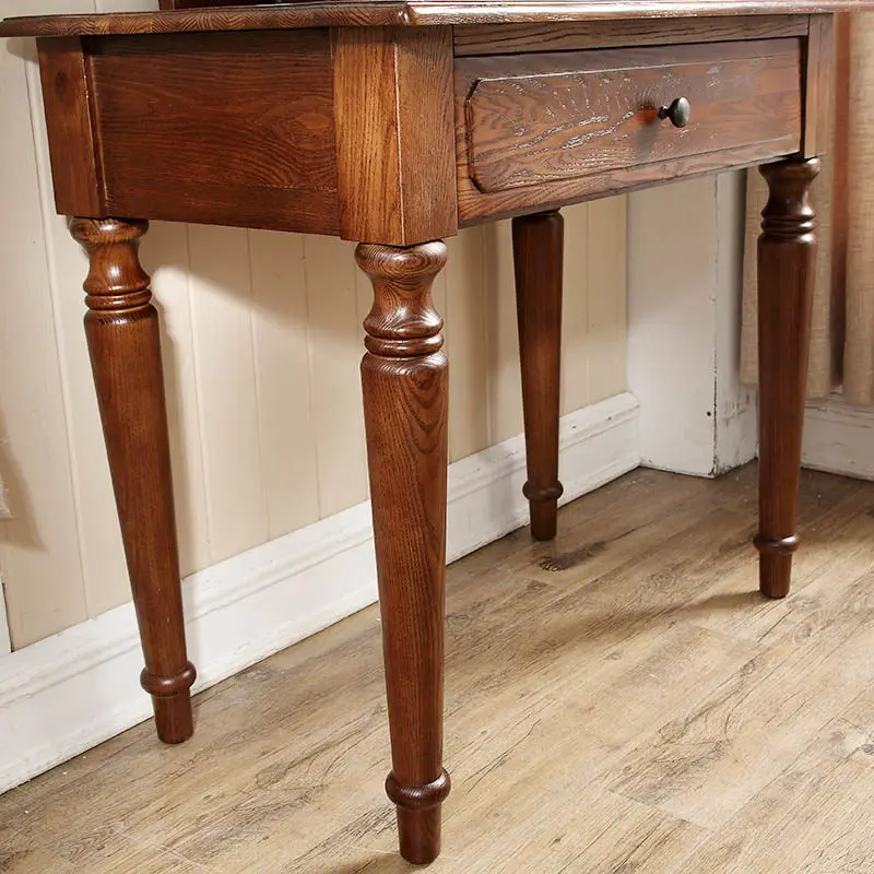 White wax all solid wood table, bedroom table, dressing mirror, retro table, dressing table.