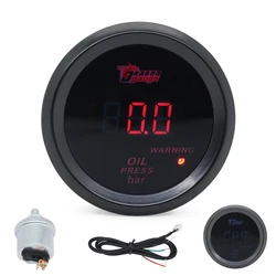 DRAGON GAUGE 2'' 52MM Digital Display Car Oil Pressure Press Gauge BAR Red Led Oil press meter Car Meter