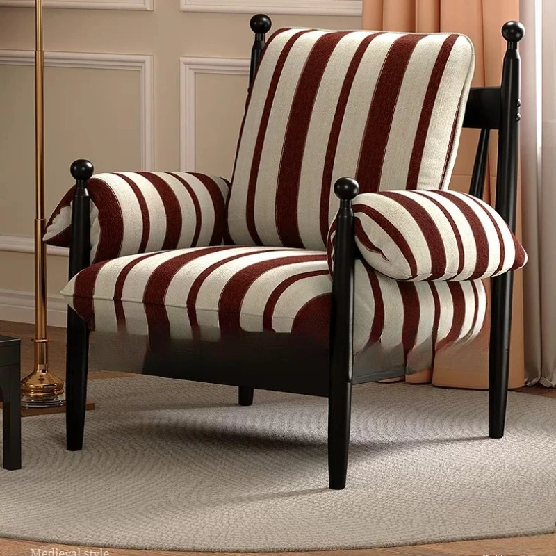 Retro red black chair single sofa living room balcony casual sedentary lazy recliner