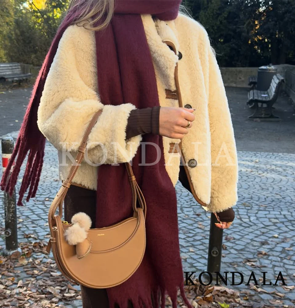 KONDALA Winter Frauen Casual Fleece Reversible Mantel Stehkragen Tasten Mantel 2025, Herbst Winter Mode Elegante Dame Warme Mantel