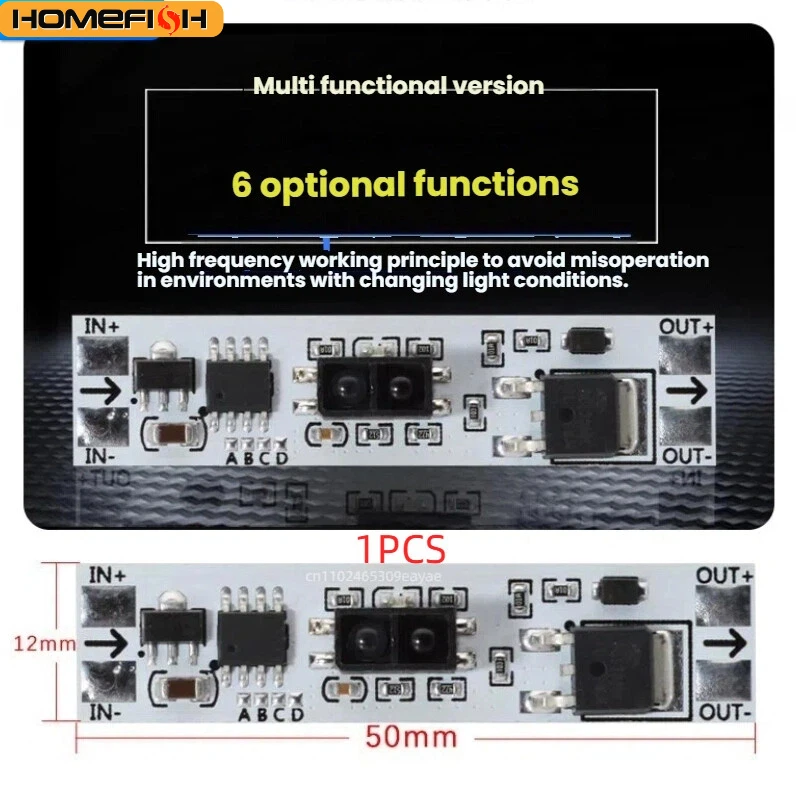 HOMEFISH Hand Wave Sensor Switch Control Module LED Light for Cabinets Wardrobes Shoe Racks 5V-12V-24V Compatible Indoor Use image 3