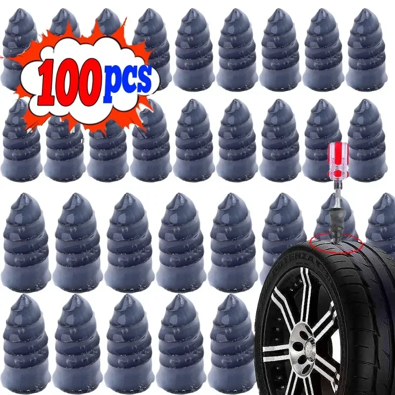 Kit de réparation de pneus sans chambre à air pour moto, 10 à 100 pièces, clous de réparation de pneus sous vide, vis de réparation de pneus, kit de réparation de crevaisons, patchs