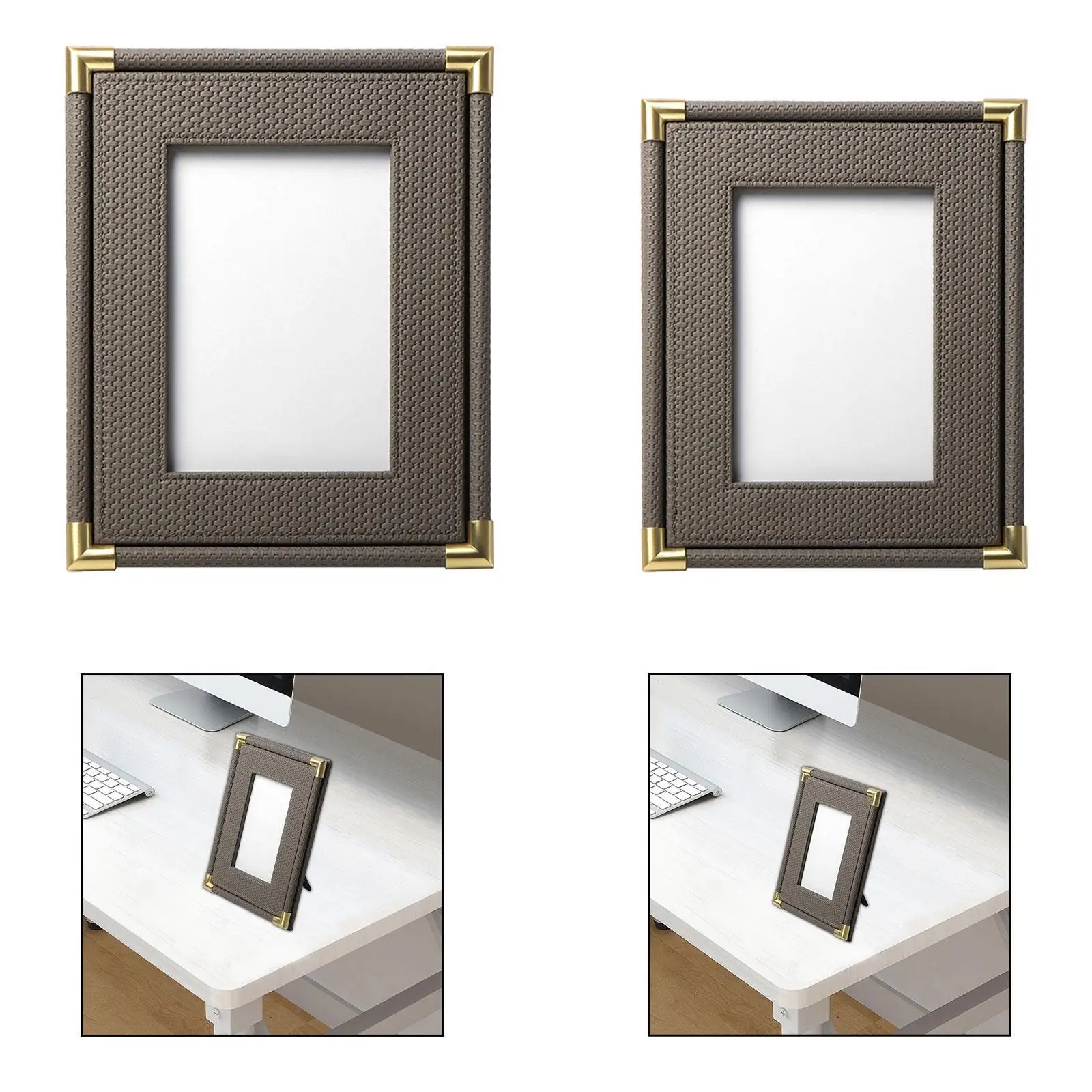 

Picture Frame Card Display Desktop Bedroom Collage PU Leather Picture Frame