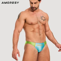 AMORESY Oceanus Collection Spandex Color Block Ultra Low Rise Swim Briefs