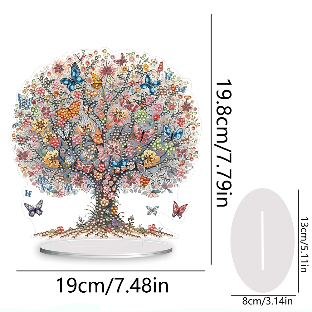 HOMFUN 5D pittura diamante fai da te forma speciale trapano scrivania ornamento farfalla albero ricamo strass casa decorazione da tavolo regalo