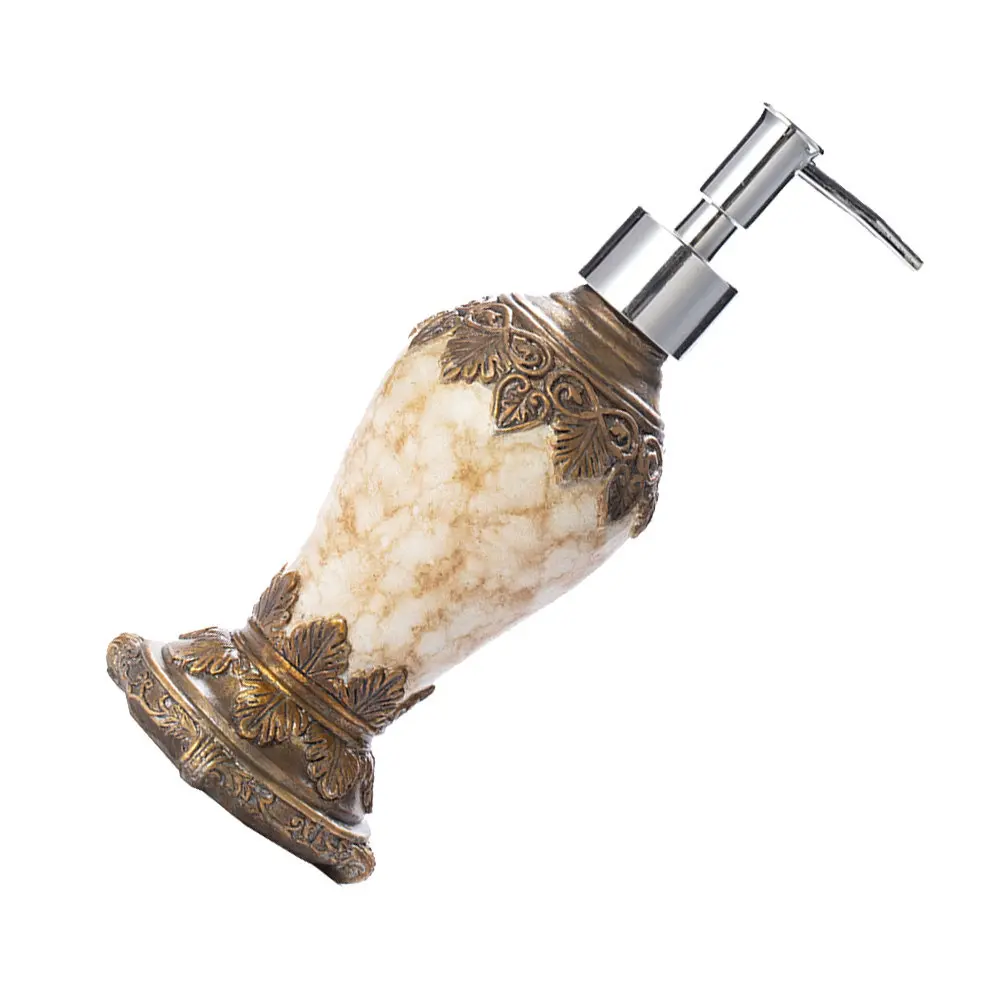 

Liquid Dispenser Bottle European Style Retro Pattern Agate Color 300Ml Refillable Shower Gel Shampoo Lotion Storage Bottle Leak