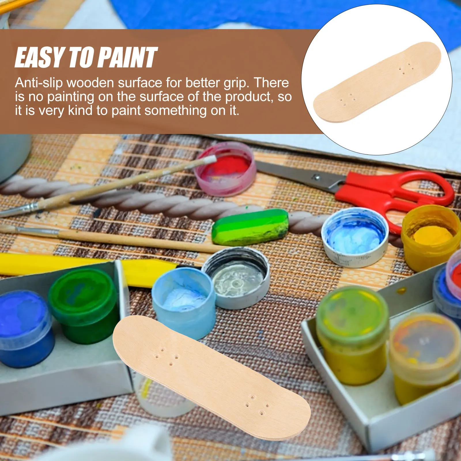 2Pcs Finger Skateboards Wooden Anti-Slip Surface Blank Design for DIY Skateboard Kids Stress Relief Mini Fingerboard Deck