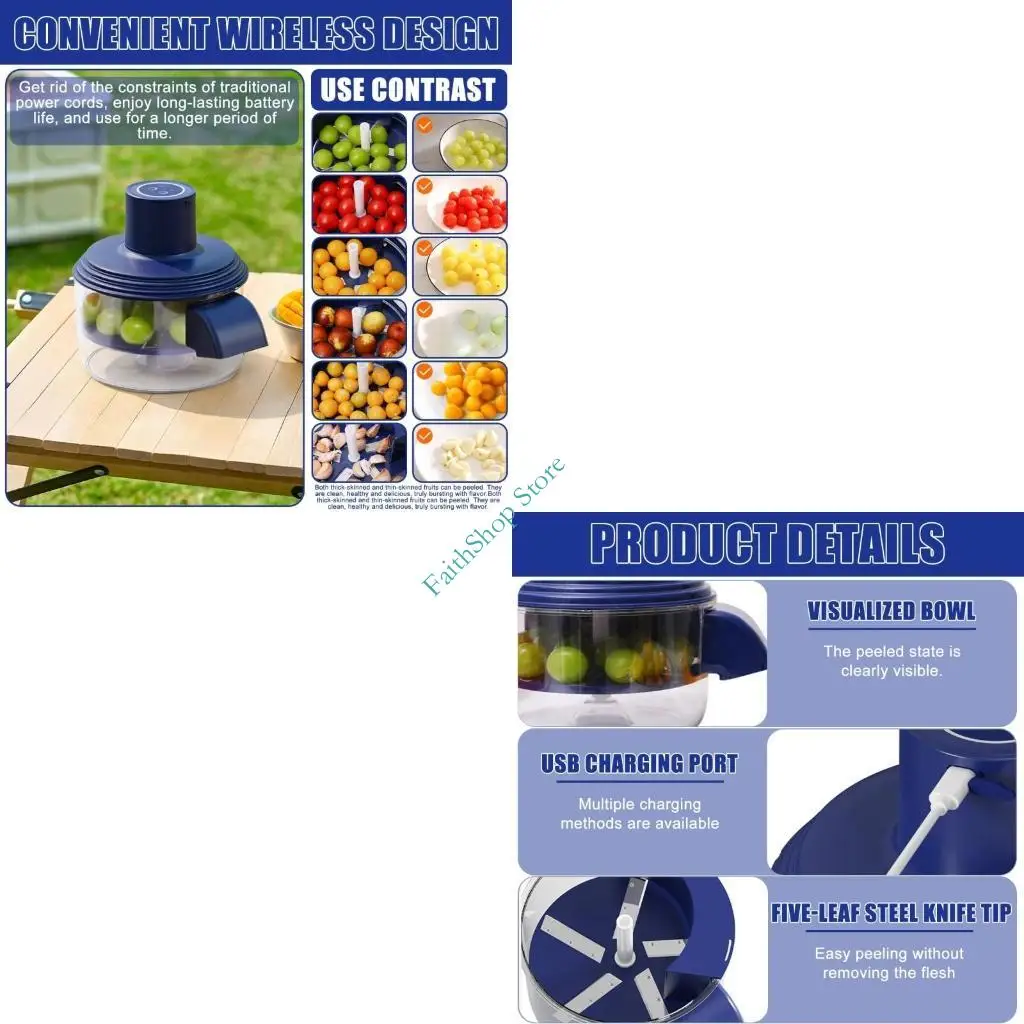 

124E Automatic Electric Fruit Peeler With Detachable Component Quick Cleaning 304 Stainless Steels Blade For Camping Parties