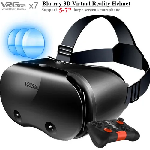 VRG X7 VR 가상 현실 VR 안경 상자, 구글 카드보드 VR 헤드셋 헬멧, IOS 안드로이드 5-7 인치 스마트폰용 3D 안경, 정품 