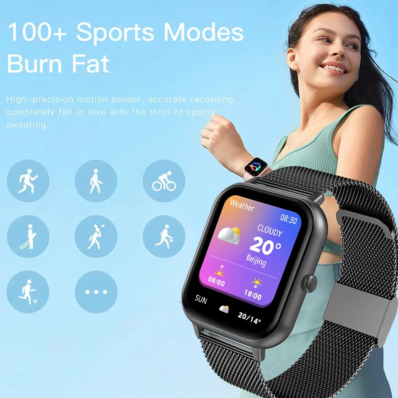 2024 New Smart Watch Men Women for Android IOS Heart Rate Blood Pressure Fitness Tracker Bluetooth Call Women Smartwatch Man