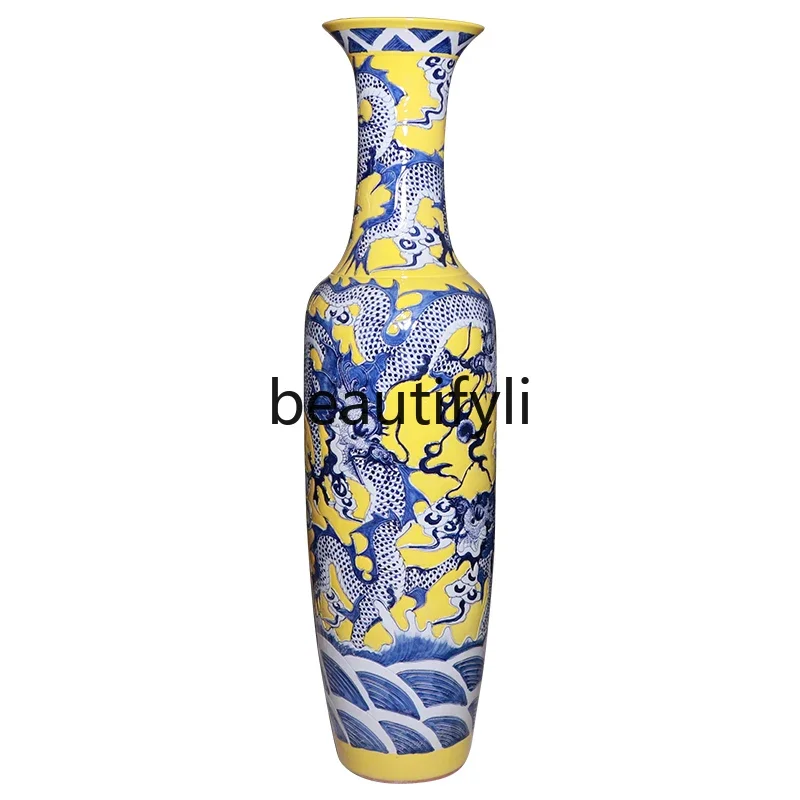 

D80 Jingdezhen Ceramics Hand-painted Floor-to-Floor Vase Home Furnishing Courtyard Company Hotel Decorations