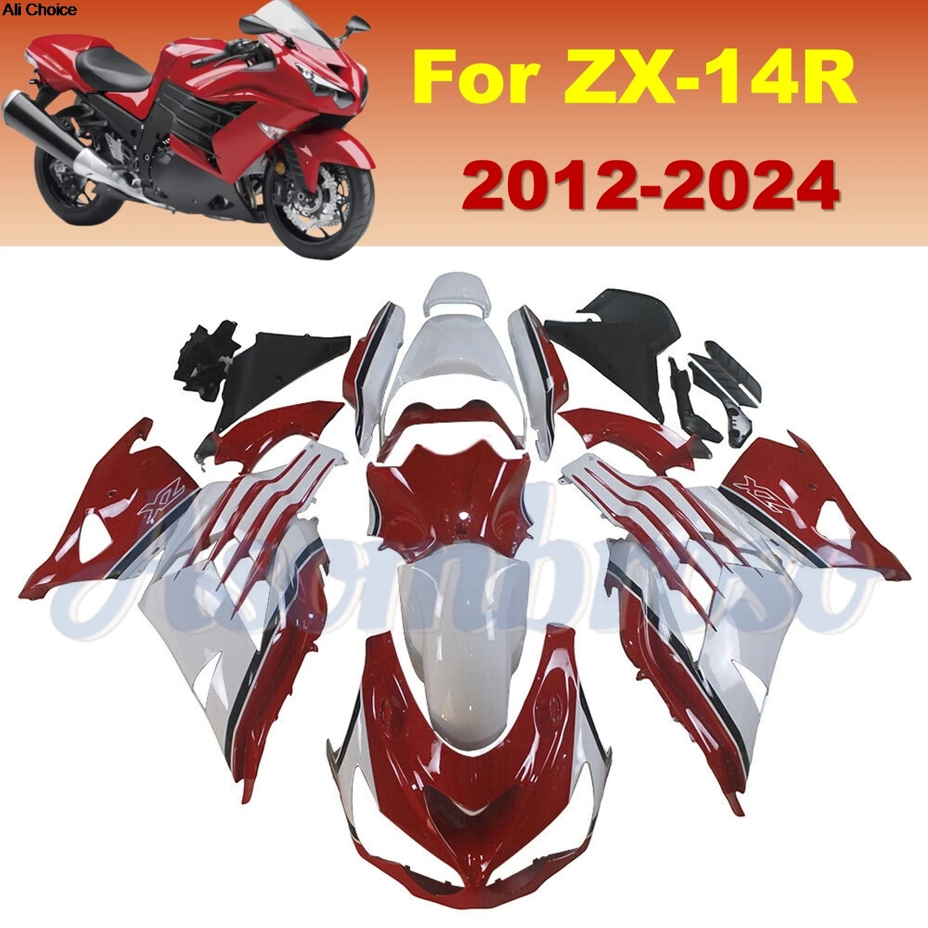 

Glossy Red White Bodykit Fairings fit for Kawasaki Ninja ZX14R 2012-2024 ZX-14R 2020 2023 2015 ZX 14R ABS Plastic Fairing kit