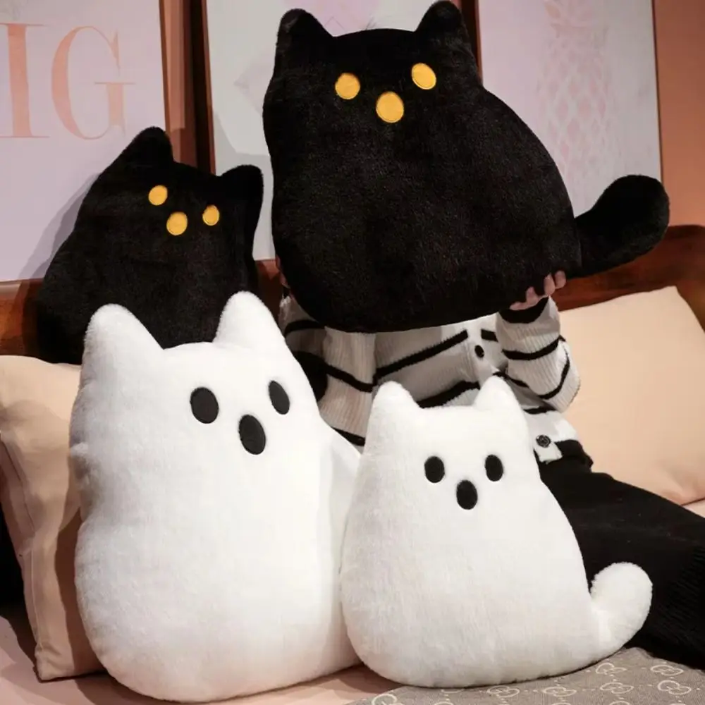 

35cm Chubby Little Ghost Cat Plush Toy Kawaii Animal Kitten Plush Pillows Back Cushion Kawaii Sofa Home Decoration