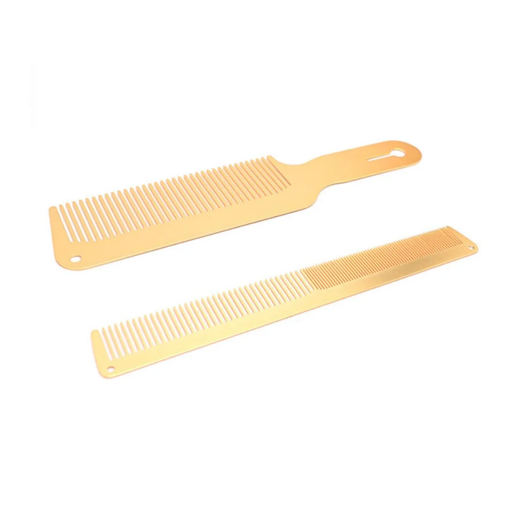 3pcs/Set Plating Gold Hair Clipper Cutting Comb And Brush Set Colorful Barber Comb Neck Duster Brush Set For Barbermen Tools