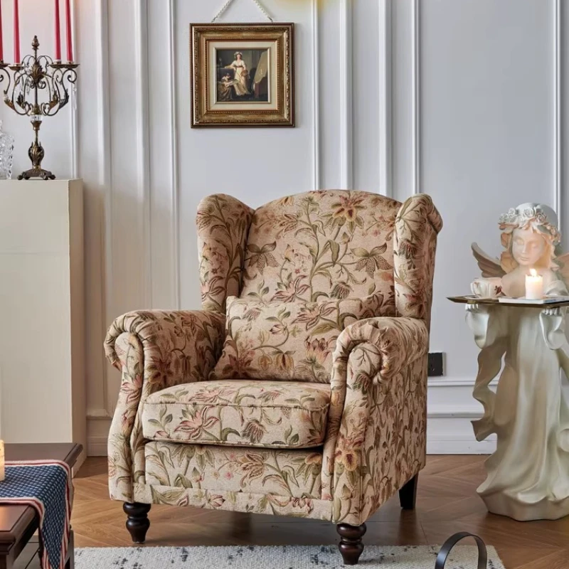 

Single sofa chair retro living room leisure chair tiger stool