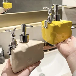 Creative Ceramic Cheese Soap Dispenser Household Hand Sanitizer Bottle Bathroom Shower Gel Emulsion Bottle Bathroom Decoration