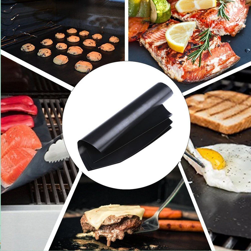 3Pcs Bbq Grill Mat Heat Resistant Non-Stick Oven Liners Reusable Baking Pad Sheet Stops Food Falling Keeps Grates Clean
