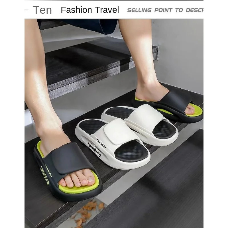 In summer, men's lovers step on shit slippers, casual, outdoor wear, thick soles, non-slip, indoor bath slippers.