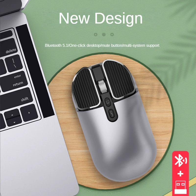 M203 Wireless Mouse, 2.4G Bluetooth 5.0 Dual Mode, Rechargeable Silent, Multi-Button, Long Battery Life for PC Laptop Desktop