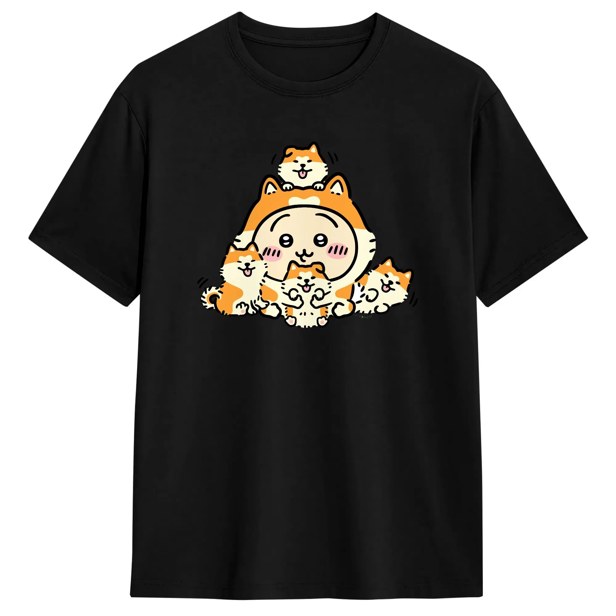 Chiikawa Cute Kawaii Anime Starry Tee Men's Women's Black Retro Cool Graphic Art Print Oversized Short Sleeve Streetwear Top