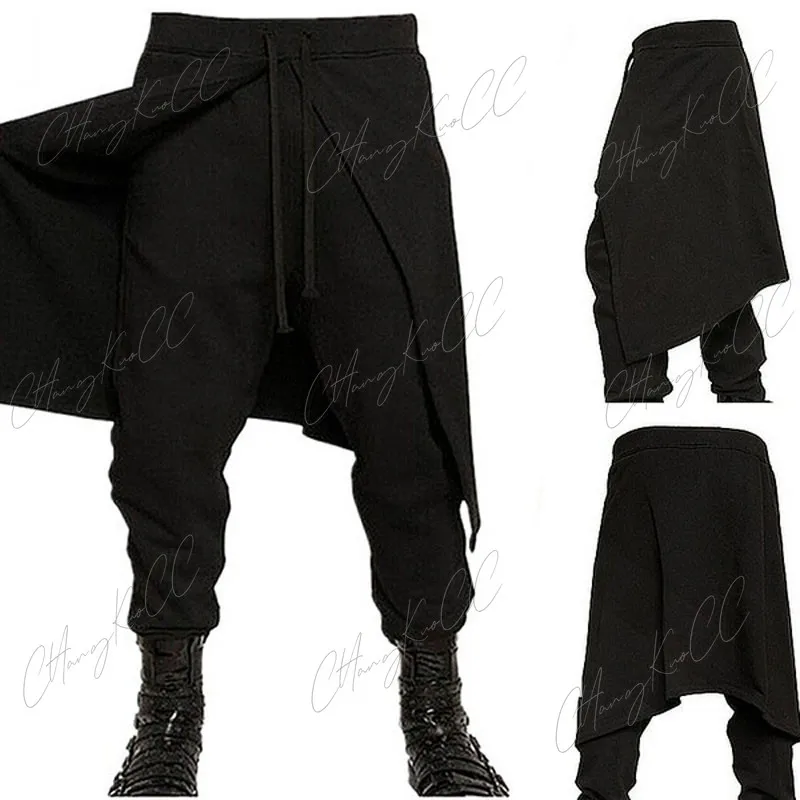 2024 Medieval Costume For Men Western Style Spliced Loose Pants Gothic Fashion Pant Viking Clothing