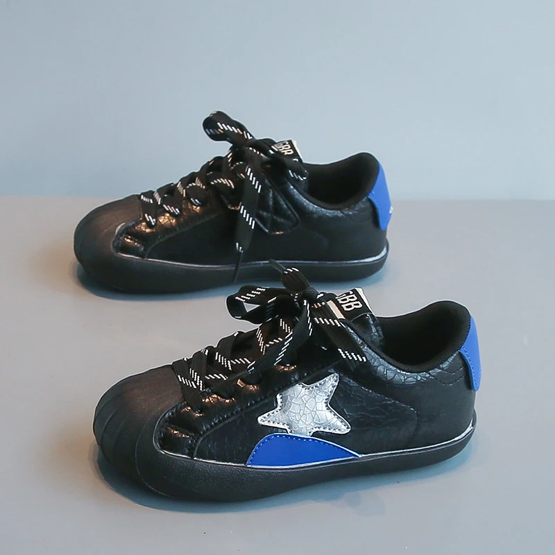 Kids Star Shell Casual Sneakers, Toddler Boy Girl Vintage Color Block Shoes, Soft Sole Comfortable Walking Shoes, Pink/Black
