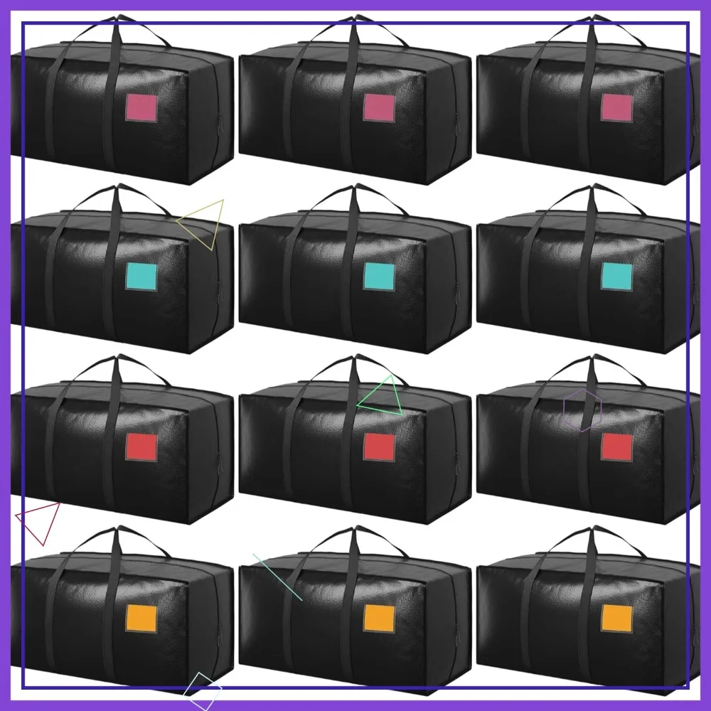 

12 Pack Heavy Duty Moving Bags with Reinforced Zipper, Moisture-Resistant for Clothes, Travel & Home Storage