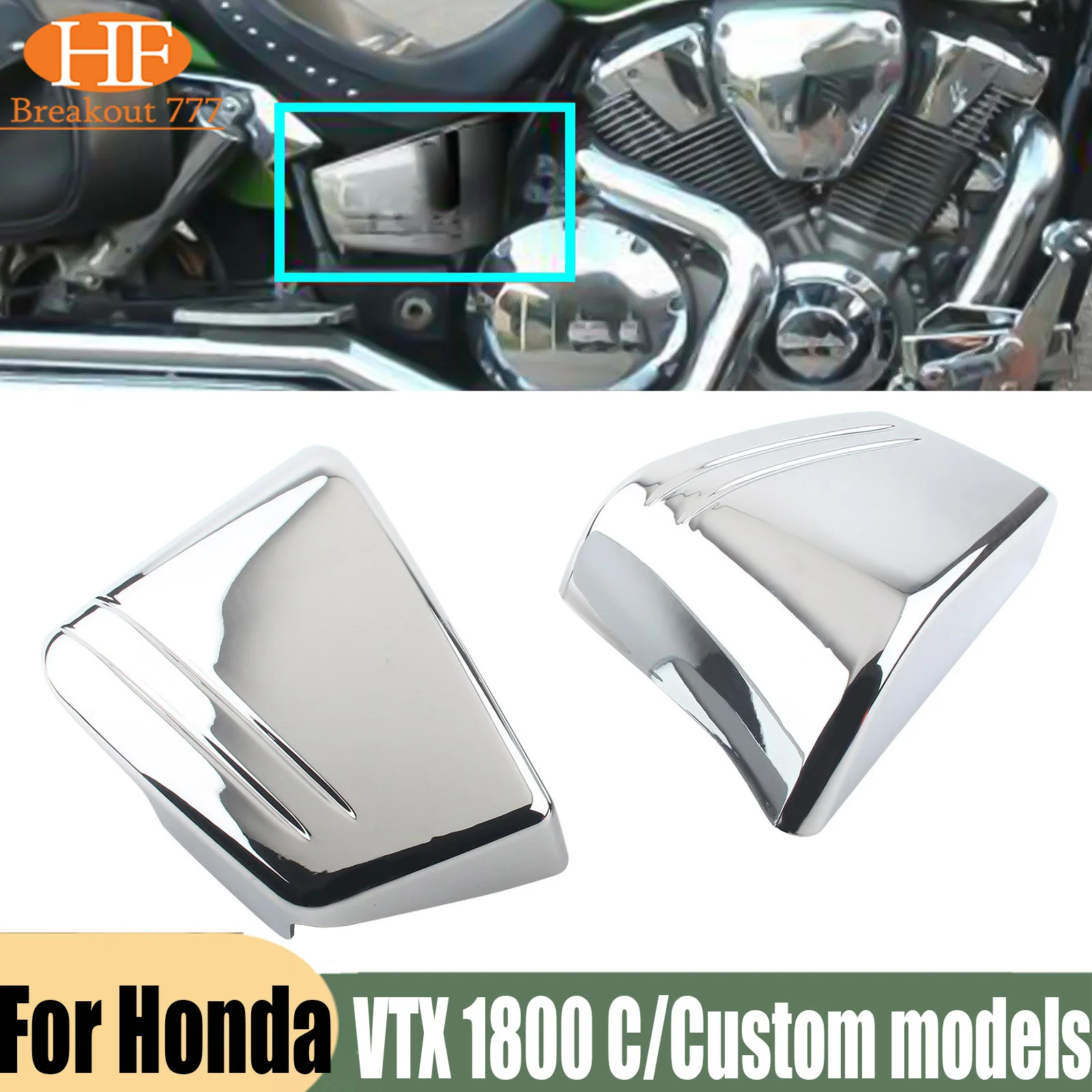 Motorcycle Chrome Battery Side Faring Cover For Honda VTX 1800 C/Custom models 2002 2003 2004 2006 2007 2008