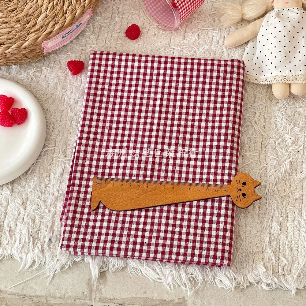 140x50cm Roter Gewaschener Baumwollstoff mit Schöner Karomusterung aus Reiner Baumwolle für Damenhandtaschen und Haaraccessoires Sewi – Detail 4