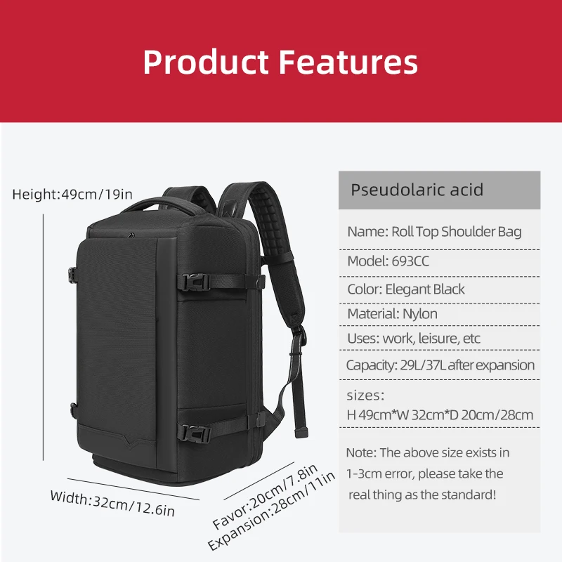 EURCOOL Men's Large Anti-Theft Outdoor Backpack Oxford Style Duffel Gym Travel Bag with Zipper Waterproof Business Carry