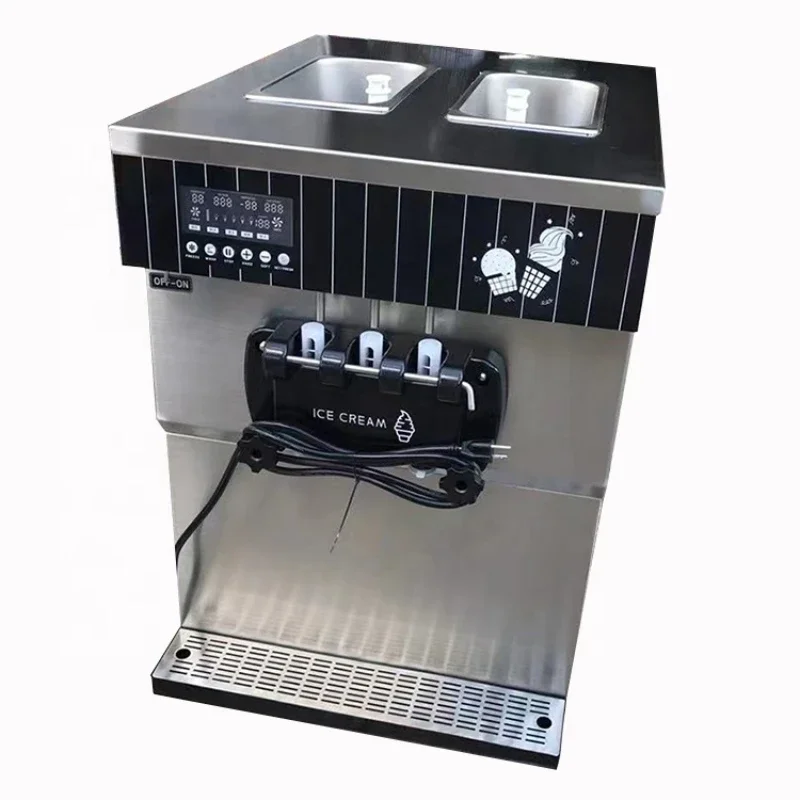 Soft ice cream machine 3 flavors frozen yogurt machine 25L/H LCD display