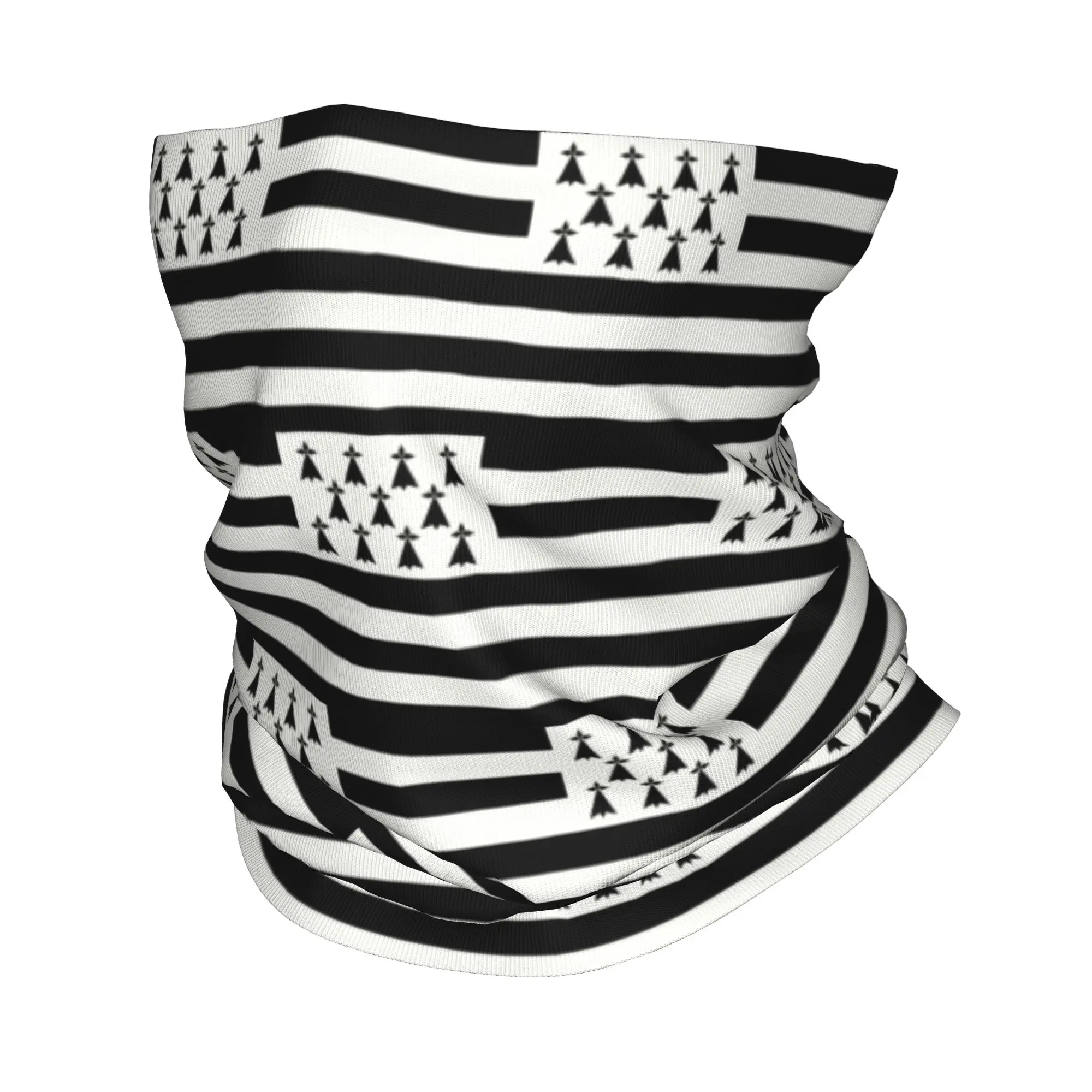 

Custom Flag of Brittany Neck Gaiter Men Women Windproof Winter France Region Sign Identity Nation Bandana Scarf for Ski